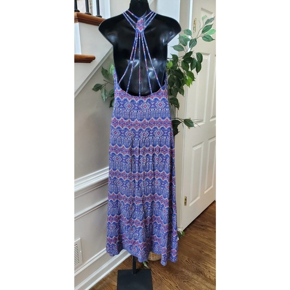 FOREVER 21 Women's Blue 100% Rayon Sleeveless Scoop Neck Long Maxi Dress Small - Picture 5 of 11